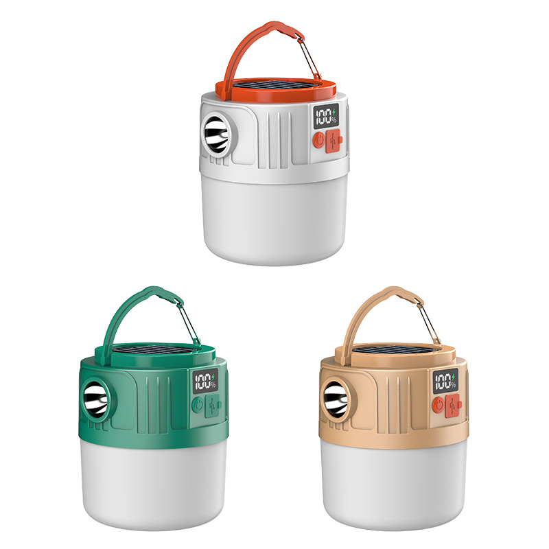 Digital Electric Solar Camping Lantern Emergency Outdoor LED Camping Lantern Portable Rechargeable Campsite Stove Lighting