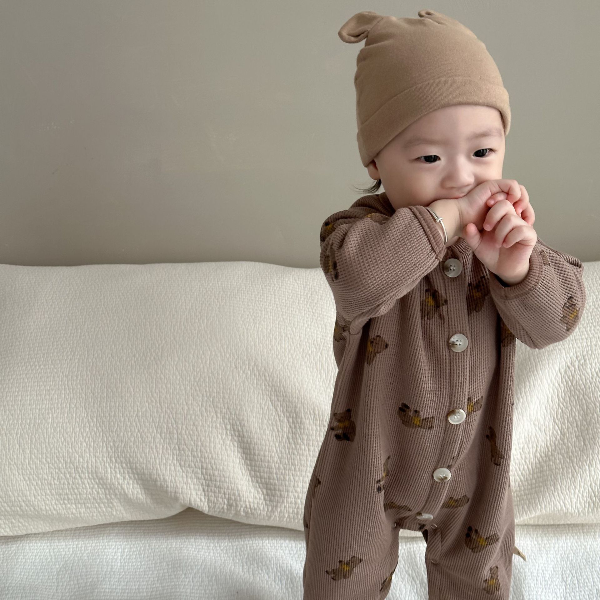 baby autumn and winter clothes baby jumpsuits korean style children‘s clothing baby fleece cardigan romper boy bottom-covering rompers