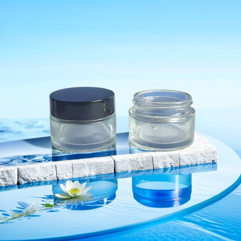 厂家现货供应30ml透明玻璃膏霜瓶配套塑料盖 眼霜瓶 化妆品玻璃瓶