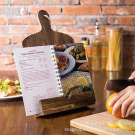 创意读书架厨房菜谱架餐厅菜单展示架木质平板支架食谱架