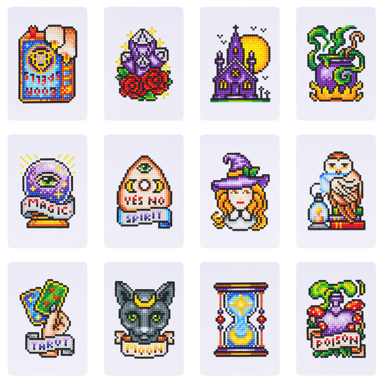 Ventas transfronterizas calientes 5D pintura de diamante DIY5 * 7 pulgadas sin marco magia negra decoración de la bruja colgar mural independiente