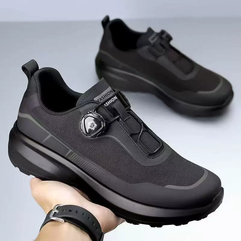 2025 Summer Breathable Outdoor Mountaineering Off-Road Black Rotating Button Travel Sports Thick-Soled Breathable Running Shoes
