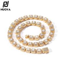 欧美新款10mm弹簧扣方形冰糖链锆石项链潮牌嘻哈男士项链饰品