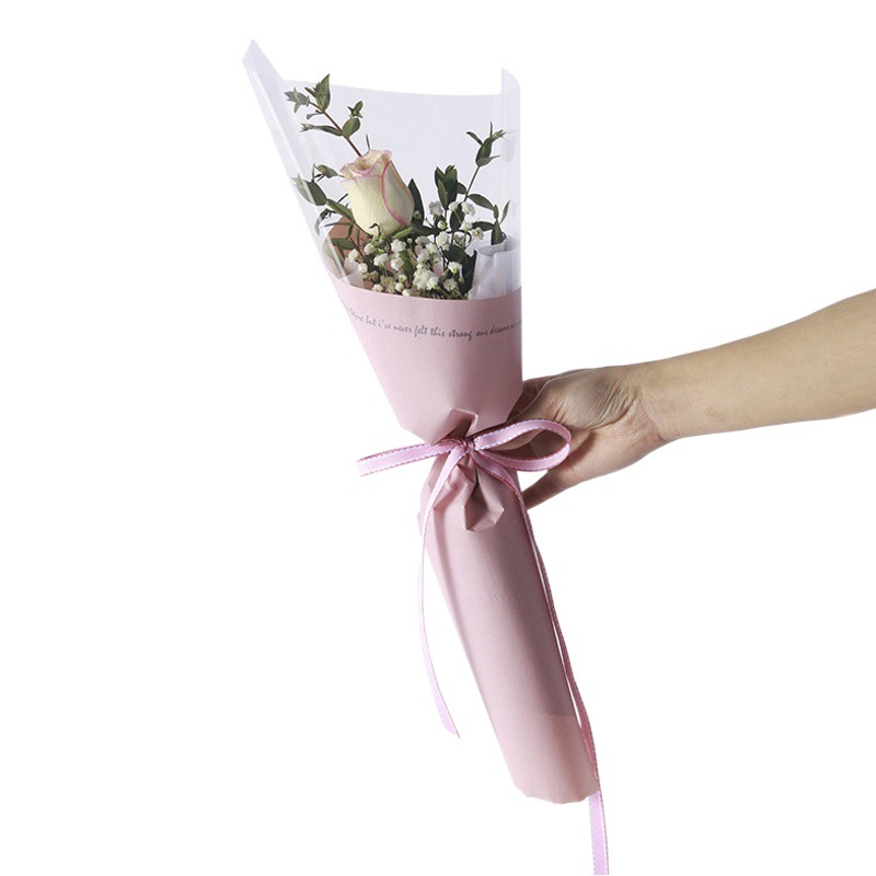 Materiales de embalaje para flores, papel de envolver para ramos de un solo clavel, papel de envolver de plástico OPP para el Día de la Mujer