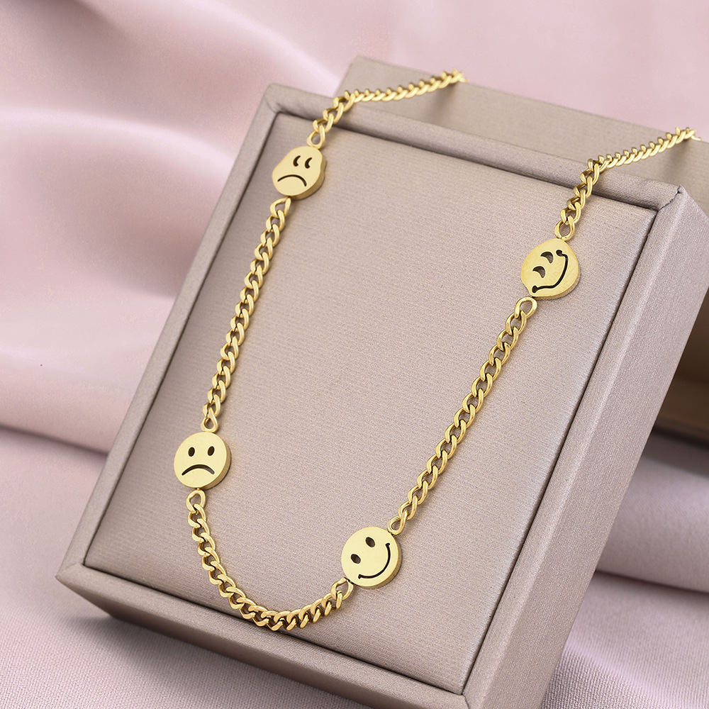 Hip Hop Smiley Face Plating 18K Gold Plated Necklace