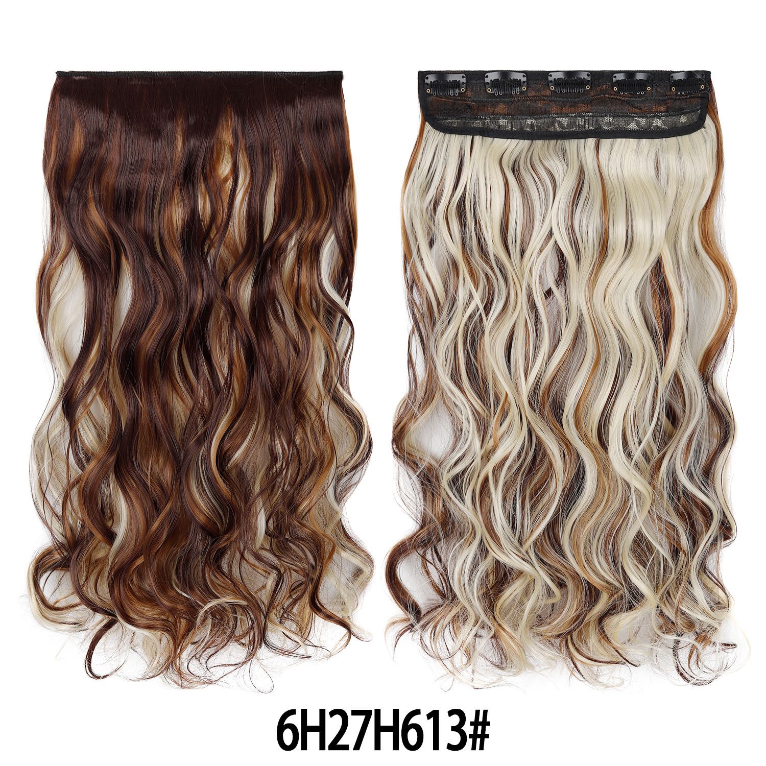 Extensión de Cabello de 5 Clips de 18 Pulgadas de Fibra de Alta Temperatura Rizado para Señoras