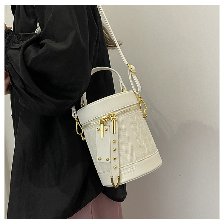 Piccola borsa a secchiello cilindrica di alta qualità per le donne, estate 2024, alla moda e versatile_voghion.com