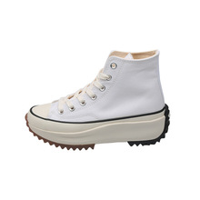 韩版ins厚底帆布鞋潮女增高松糕板鞋2021夏季炸街款复古休闲鞋子