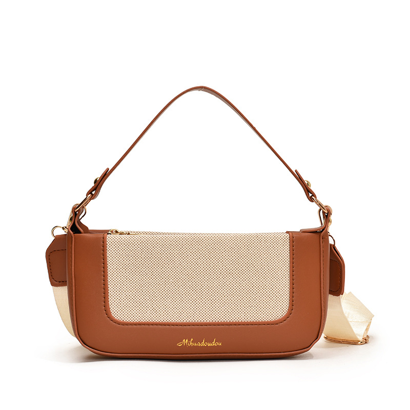 Estilo coreano empalme color contraste pequeño bolso cuadrado femenino popular de este año retro pequeño bolso de compras literario simple bolso de mensajero de un solo hombro marea