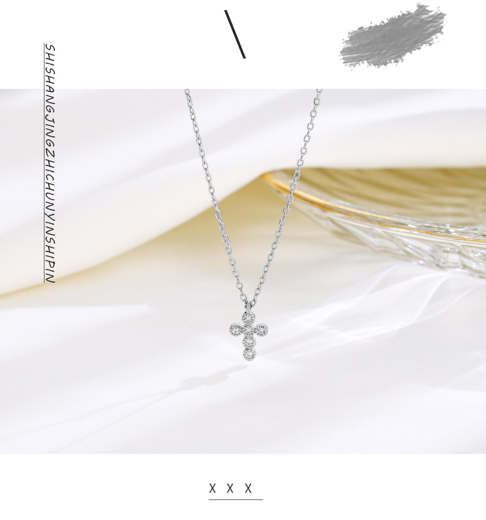 4g Weight 925 Sterling Silver Pendant Material Pendant Necklace Classification 925 sterling silver Chain Material Daily Occasion 925 Sterling Silver Material Cross Pattern Women's Gender Diamond Design Elegant, Simple Style Style 925 Sterling Silver Cross 925 Sterling Silver Pendant Necklace 10