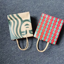 定制咖啡纸袋手提奶茶外卖纸袋UV印刷FSC认证环保可再生牛皮纸