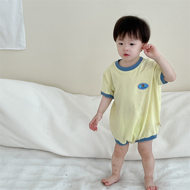 Niños de mangas cortas, bata de color, bata de color, ropa delgada coreana para niños, bolsa de verano para bebés