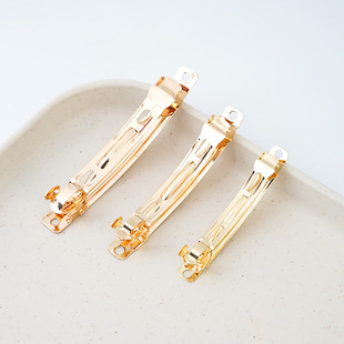 Korean-Style Gold Thickened Wide Three-Piece Color-Preserving Electroplated Spring Clip Automatic DIY Handmade Jewelry Accessories