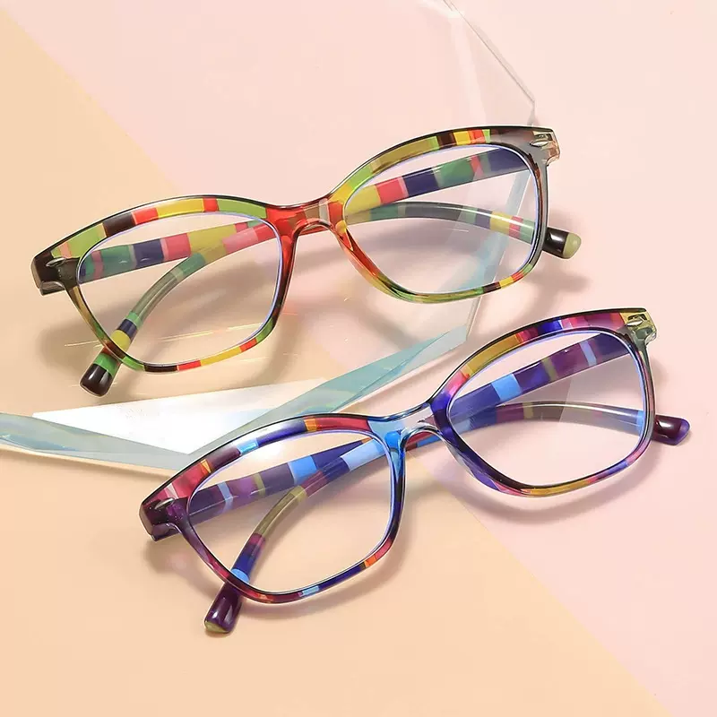 跨境新款时尚多彩防蓝光老花镜高清女士弹簧腿中老年阅读老花眼镜