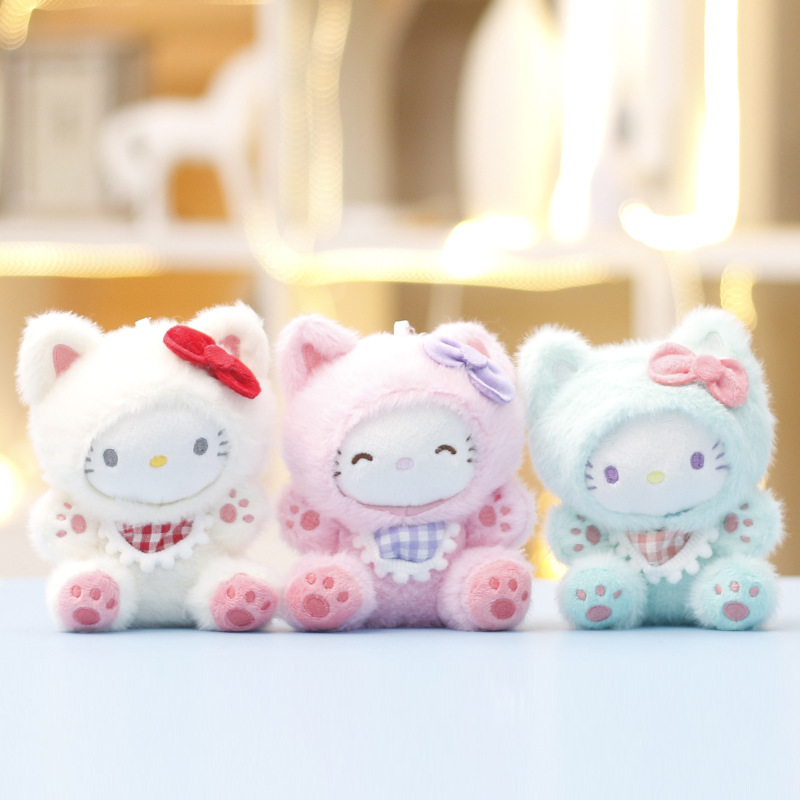Cute Hellokitty Plush Pendant Kt Cat Doll Hello Kitty Doll Cartoon Keychain School Bag Hanging