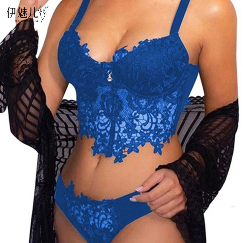 Europa y América transfronteriza sexy Lencería seductora perspectiva de tres puntos negro sexy encaje sin espalda sexy camisón de las mujeres