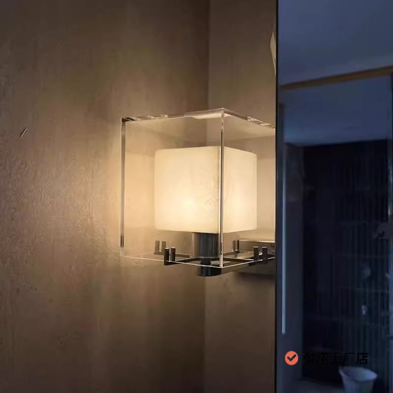 新款新中式美式简约卧室灯轻奢酒店床头会所云石壁灯豫翔