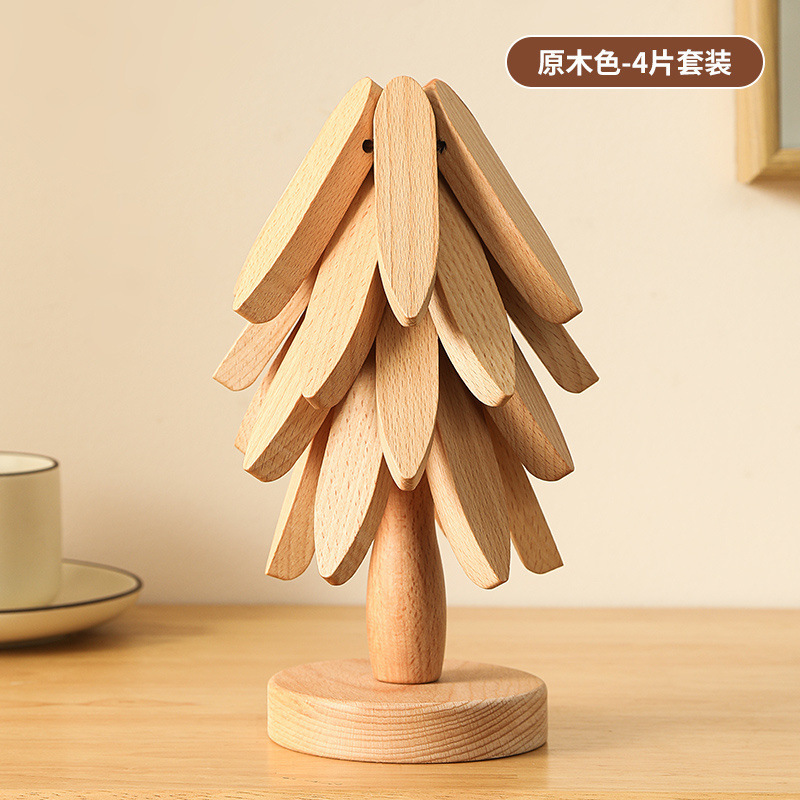 竹クリエイティブクルミ色の木断熱マットクリスマスツリー断熱テーブルマットホームコースターキャセロールマット卸売|undefined