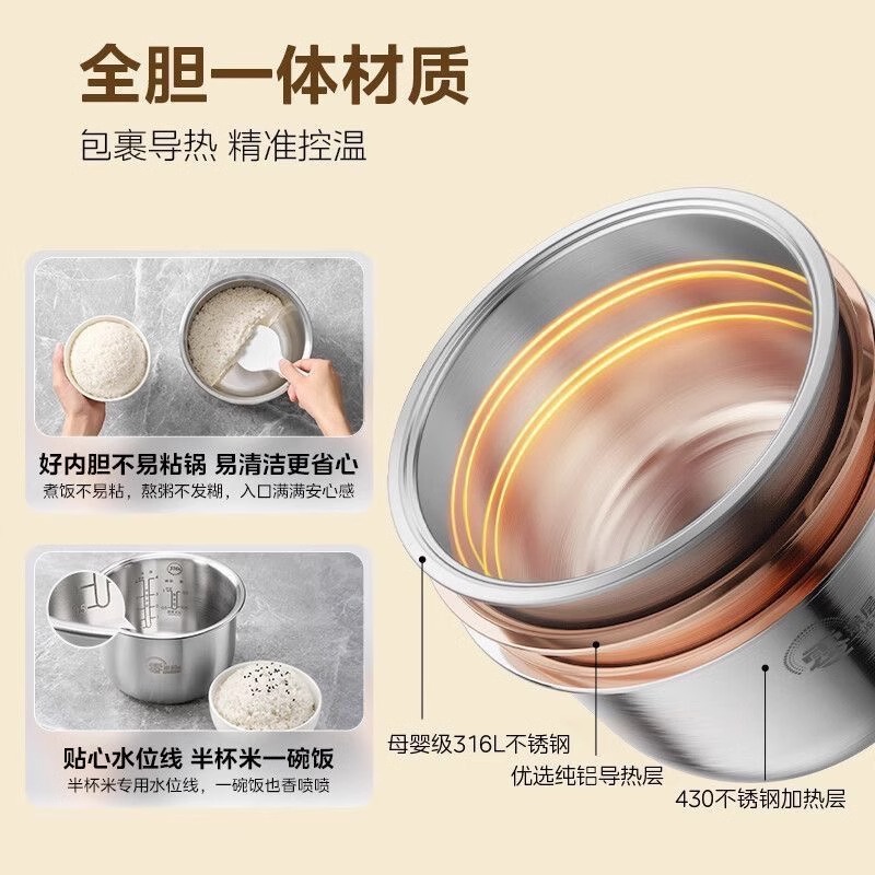 美的炊飯器 スマート0コーティング ノンホーム316ステンレスライナー 多機能大容量炊飯器 RE476S|undefined
