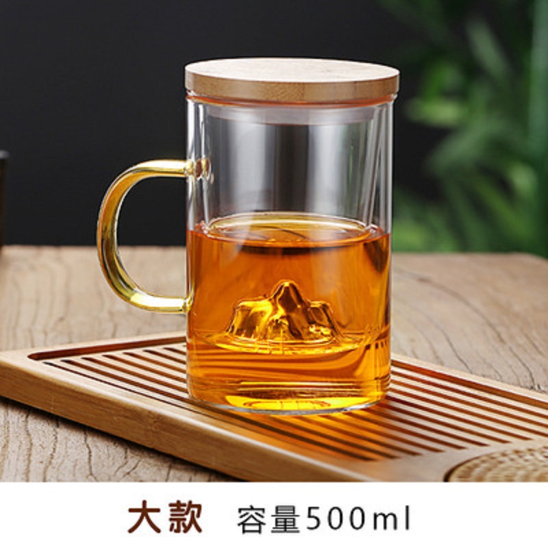 Fábrica en stock venta al por mayor de tres piezas conjunto taza filtro Oficina creativa taza de té cubierta de bambú Guanshan taza de té taza de agua