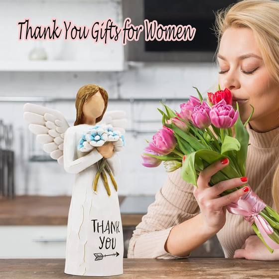 Wing-spreading angel holding flowers statue mother's day gift for mom for home living room desktop decoration