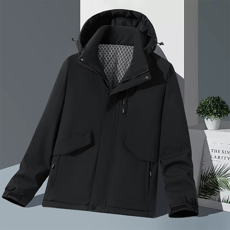 New three-proof outdoor cotton jacket for men, windproof, waterproof, cold-resistant, warm, fleece-lined, thickened cotton coat, couple's jacket