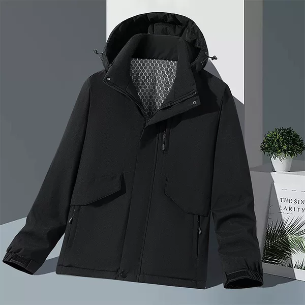 New three-proof outdoor cotton jacket for men, windproof, waterproof, cold-resistant, warm, fleece-lined, thickened cotton coat, couple's jacket