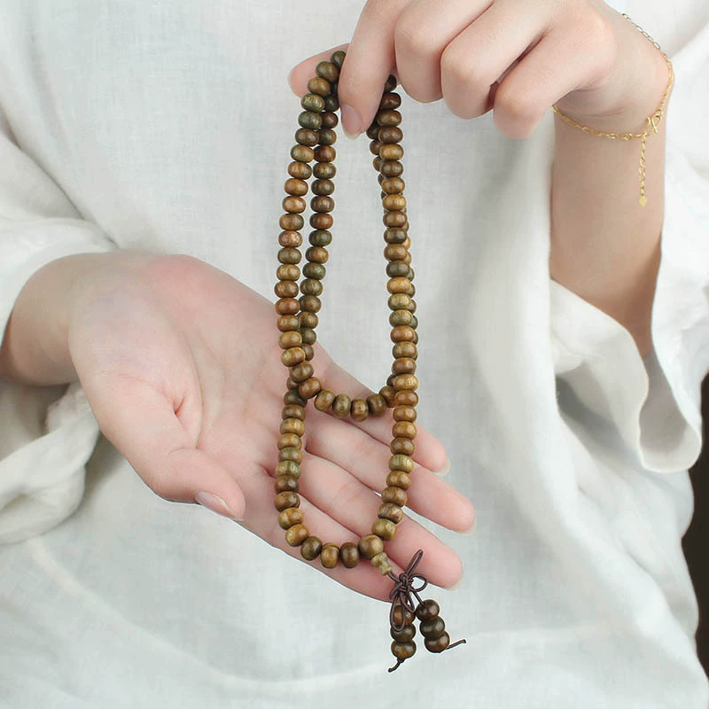 Organic rosary with round beads sandalwood for men and women, beaded bracelet, jewelry, accessory, 108 beads