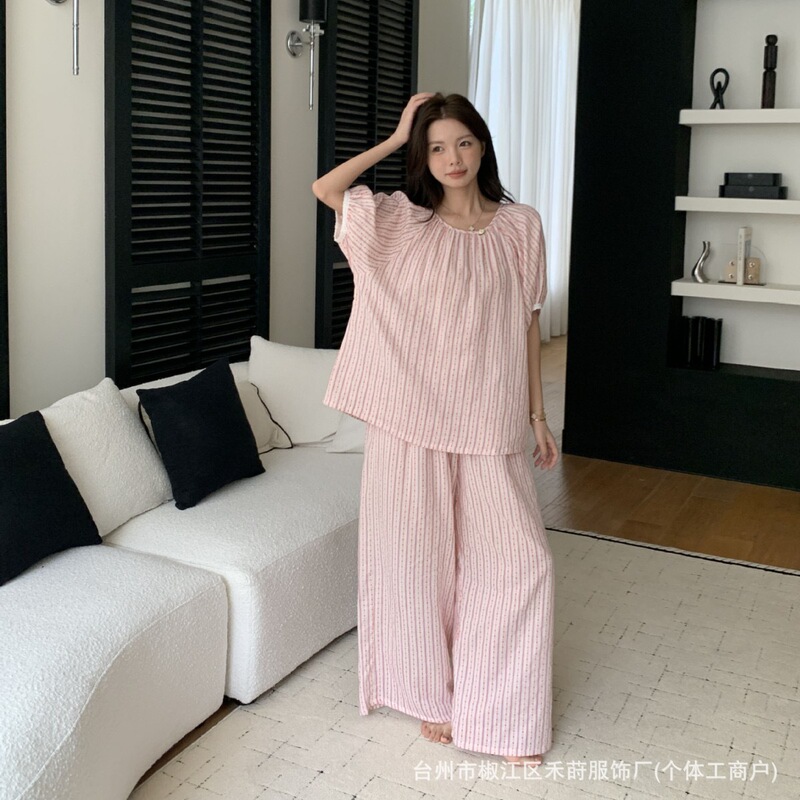 Hesi [Barbie] 2025 New Women's Pajamas Sweet Floral Simple Casual Comfortable Loungewear Three-Piece Set
