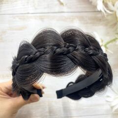 女性用フィッシュボーン三つ編みウィッグヘッドバンド、オールインワン三つ編みヘッドバンド、ネットセレブ雰囲気、高頭頂頭飾り、ひょうたん三つ編みヘッドバンド