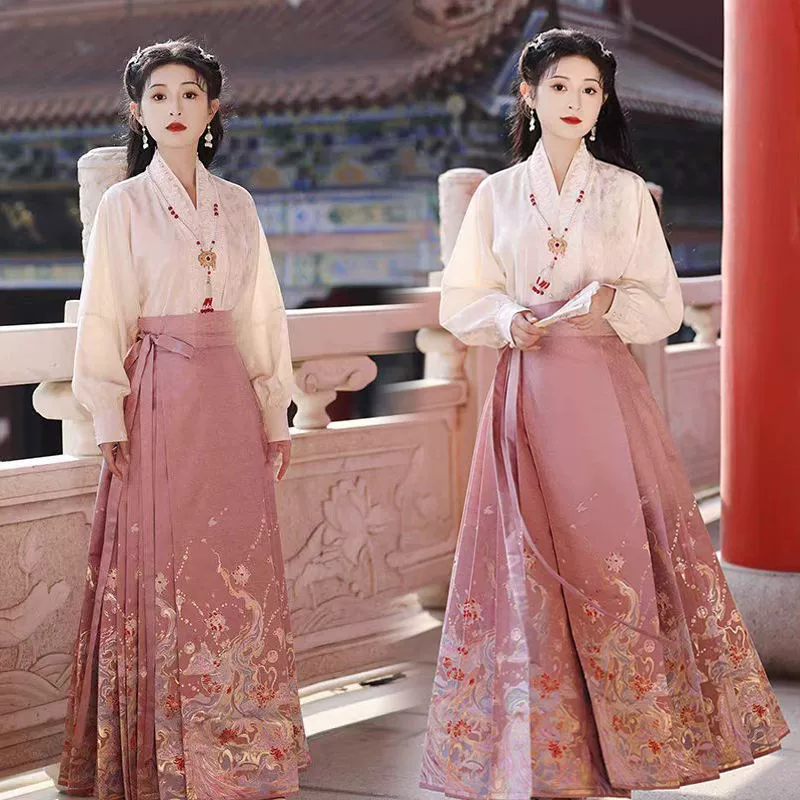 Женский костюм-юбка больших размеров, новинка 2024 года, весенний новый китайский стиль, повседневный костюм династии Хань, костюм для тоста, костюм невесты