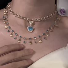 欧美清冷风贝壳爱心项链小众设计高级感精致轻奢气质礼服锁骨链