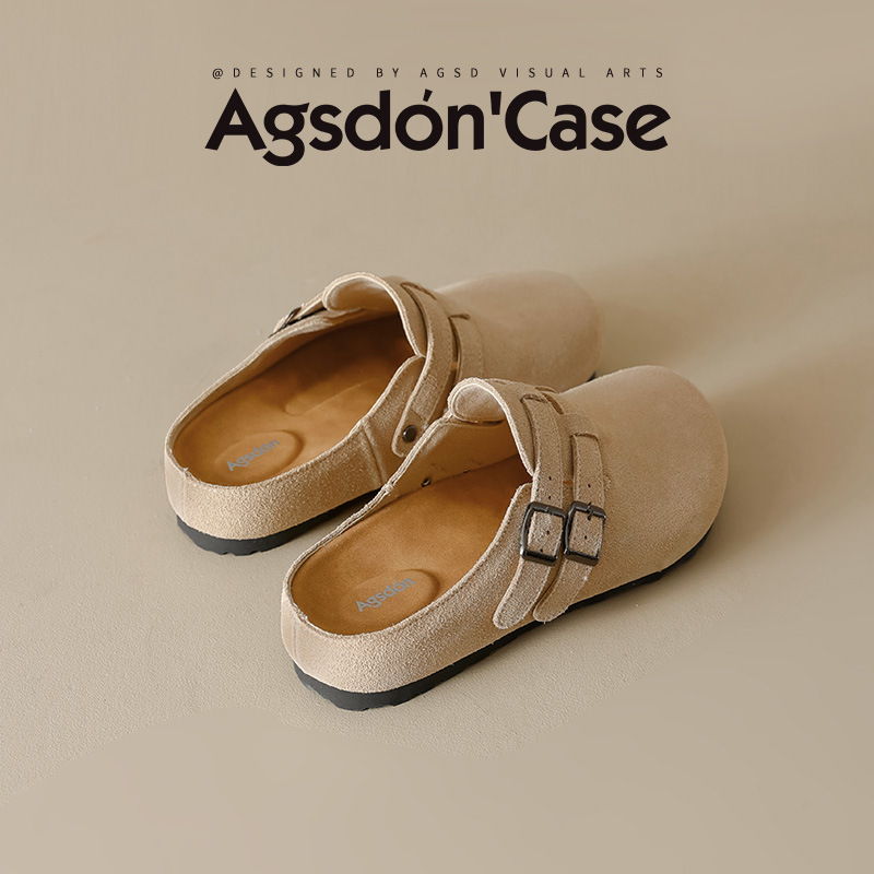 Augu Shi Deng grueso Bocken zapatos de mujer 2025 nuevo estilo de primavera con una base suave Bocken zapatillas de cabeza de un pie