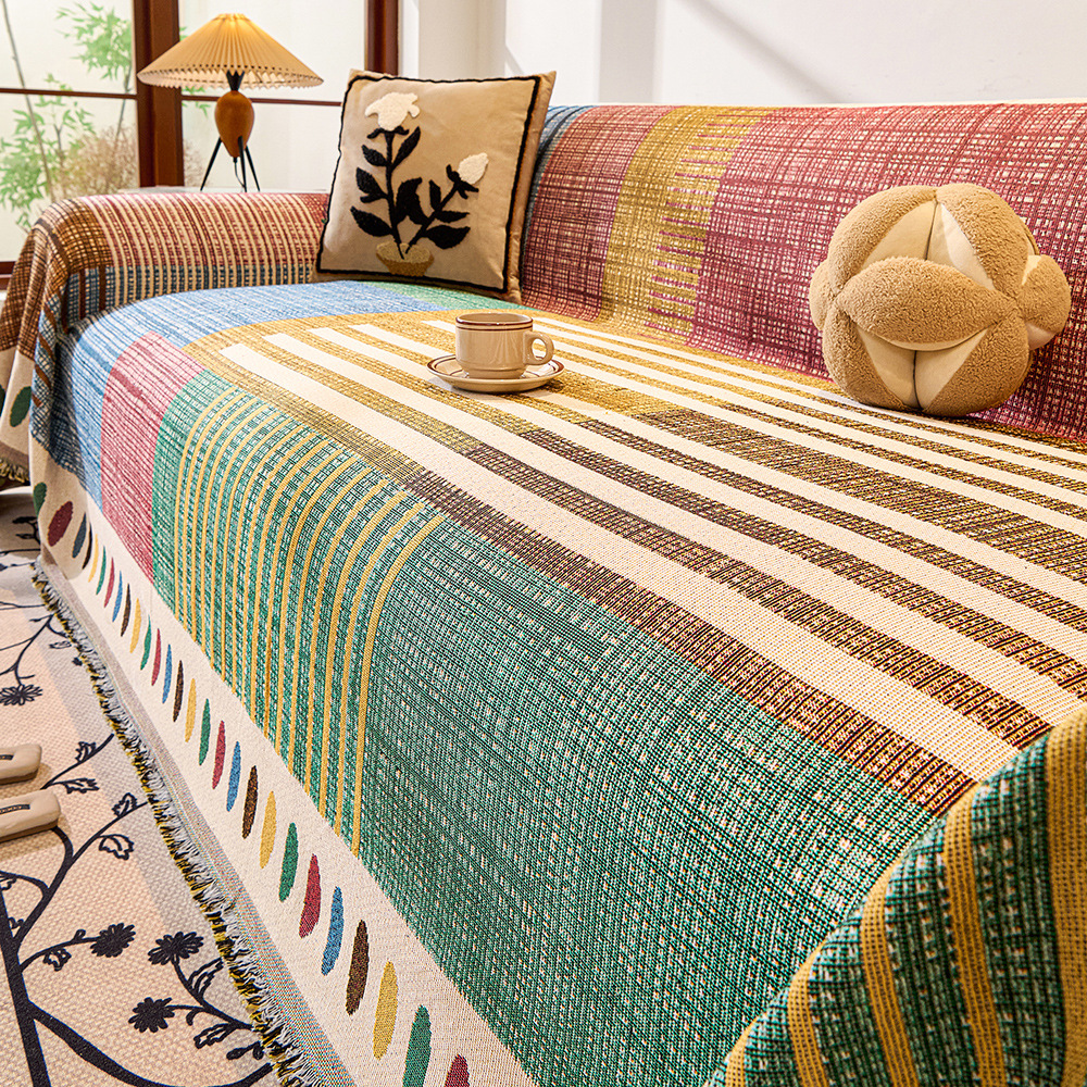 American vintage sofá cubierta de cuatro estaciones generales 2025 nuevo sofá especial fijo antideslizante toalla de sofá de lino