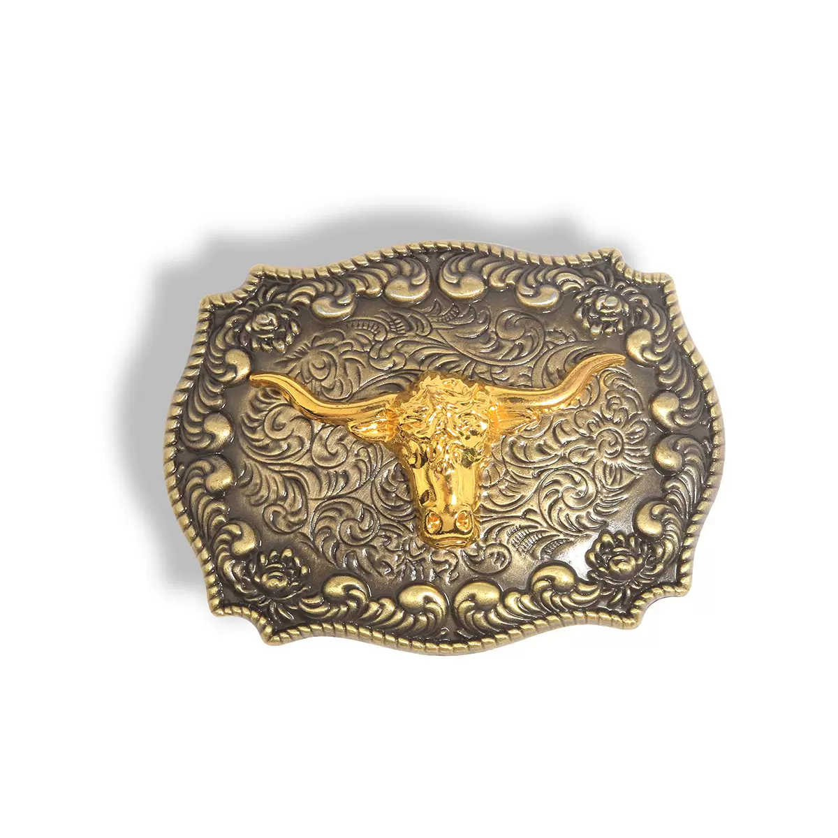 跨境欧美个性腰带头金属浮雕纹底3D牛头皮带扣牛仔风装饰配件批发