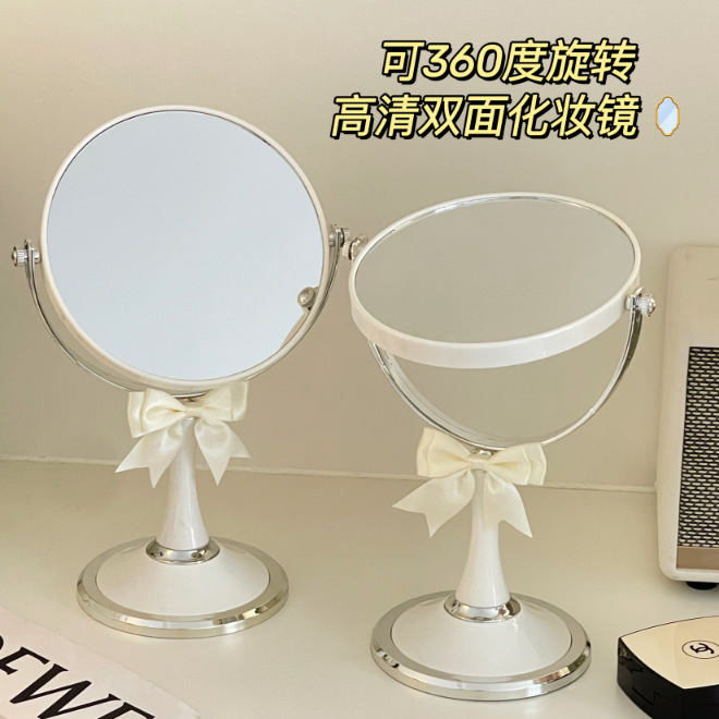 Nuevo espejo de maquillaje de arco de escritorio para mujeres dormitorios de estudiantes portátiles de escritorio de oficina simple espejo de doble cara