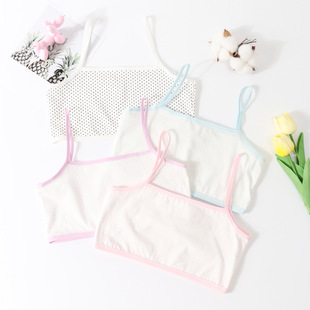 in stock Wholesale Anti-bump Girl Cotton Underwear Development Period Dot Big Children Bra Student Vest Sling Clothes