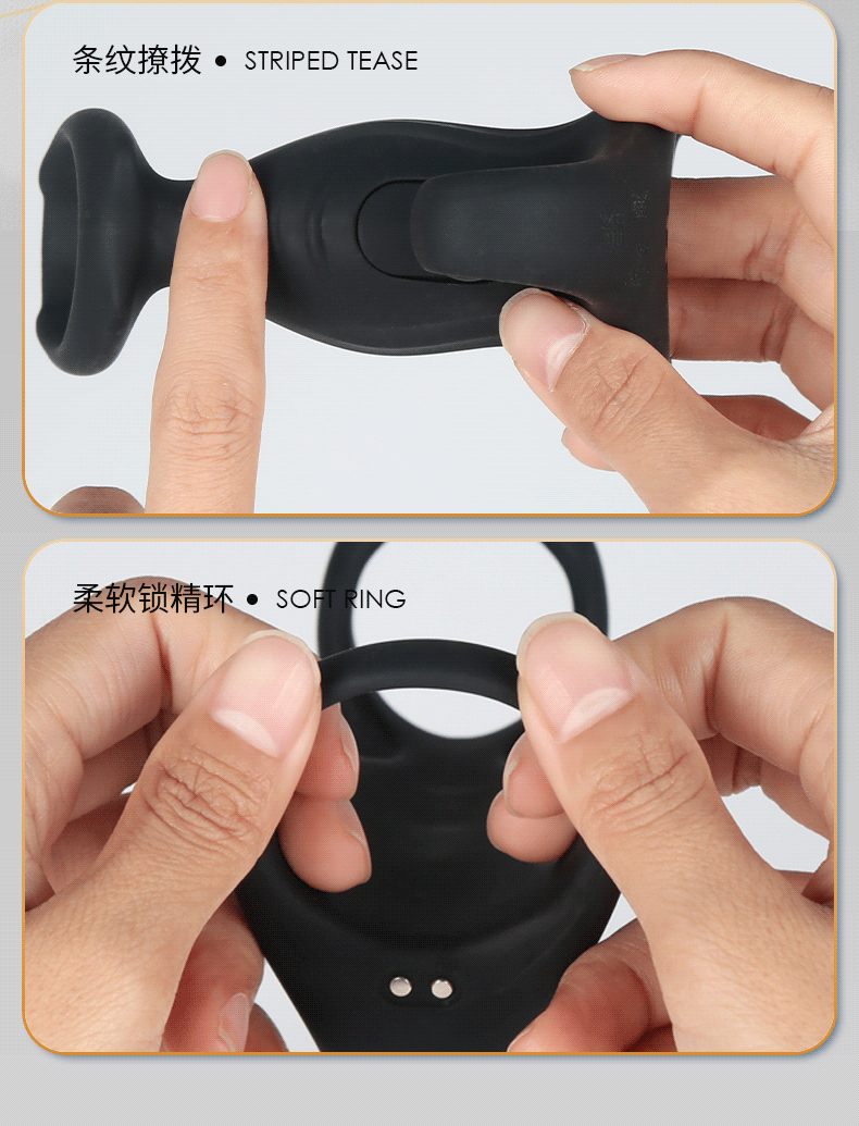 Black Panther App-Controlled Dual-Ring Vibrating Cock Ring for Couples — detail image 10