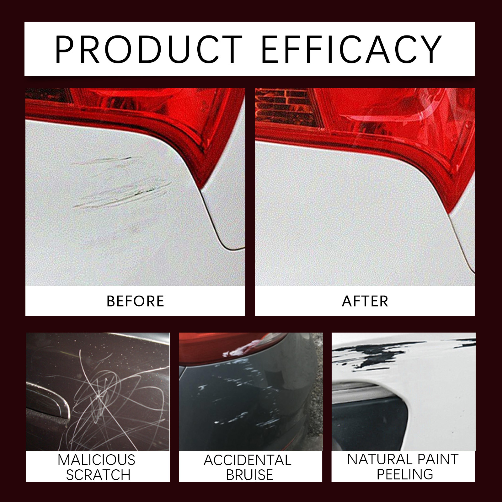 Homonth Red Car Scratch Care Paint Pen Paint Scratch Scratch Care Touch-Up Paint Maintenance Paint Pen