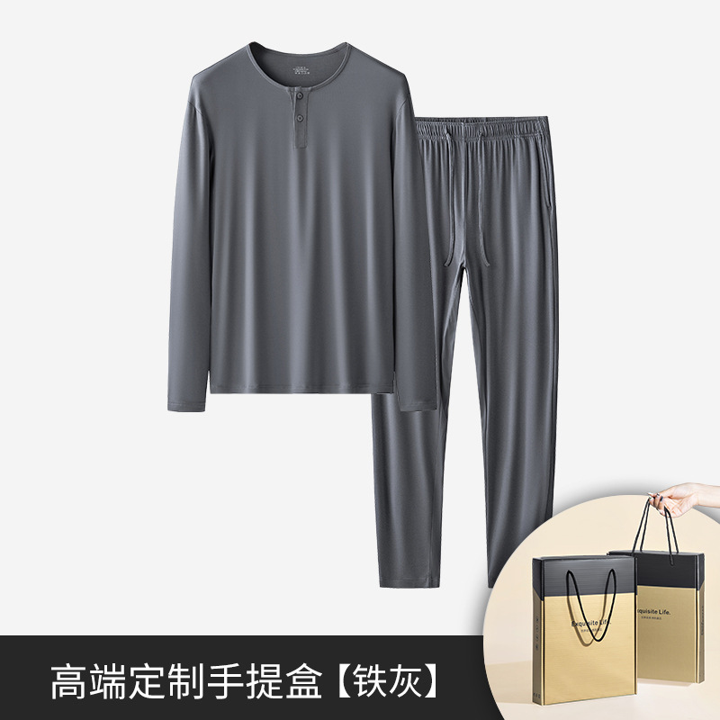 60 pijamas finos de primavera y verano modales de doble cara para hombres, pantalones de manga larga, ropa de casa en stock