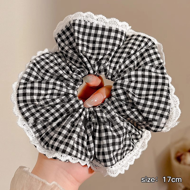 2026 nuevo estilo coreano super grande anillo de pelo intestino grande niñas de alto nivel de sensación de cabello de flores cuerdas de cabello de cordón de goma adornos para el cabello