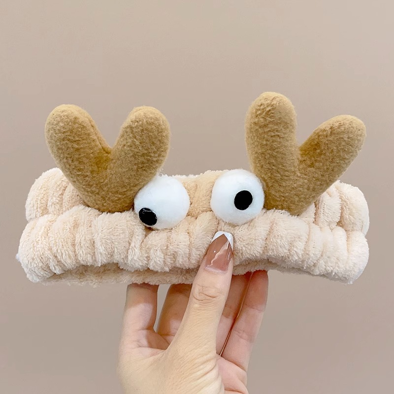 Ciervo blanco mismo estilo oso cara lavado banda de pelo máscara facial especial diadema antideslizante presión banda de pelo todo partido horquilla tocado