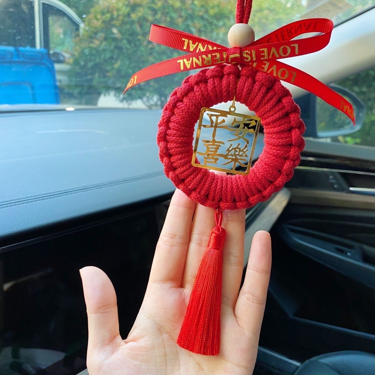 Handmade DIY Gift Red String Hanging Ornament for Peace and Joy, Attracts Wealth and Good Fortune, New Car Hanging Tag, Car Interior Decoration, Gift for Boyfriend