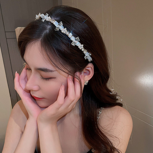 Internet celebrity new diamond-encrusted pearl bow flower headband  new versatile hairpin small fresh hair accessories for women