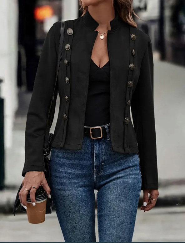 Women's Retro Double-breasted Velvet Jacket For Elegant Autumn_voghion.com