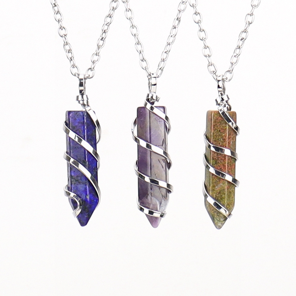 20g Weight Pendant Necklace Classification 1 Piece Quantity Daily Occasion natural stone Material Spiral Stripe Pattern Women'S Gender Knitting Design Streetwear Style 1 Piece Streetwear Spiral Stripe Natural Stone Knitting Pendant Necklace 2