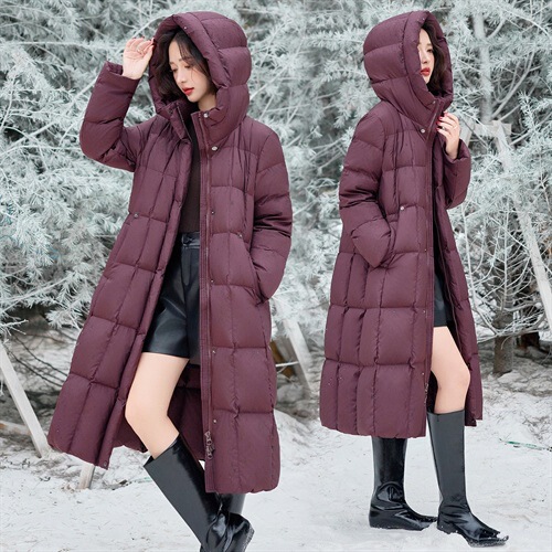 Intellectual Style Long down Coat 2025 Winter New Hooded Thickened Elegant down Jacket with Adjustable Elastic Mid-Length
