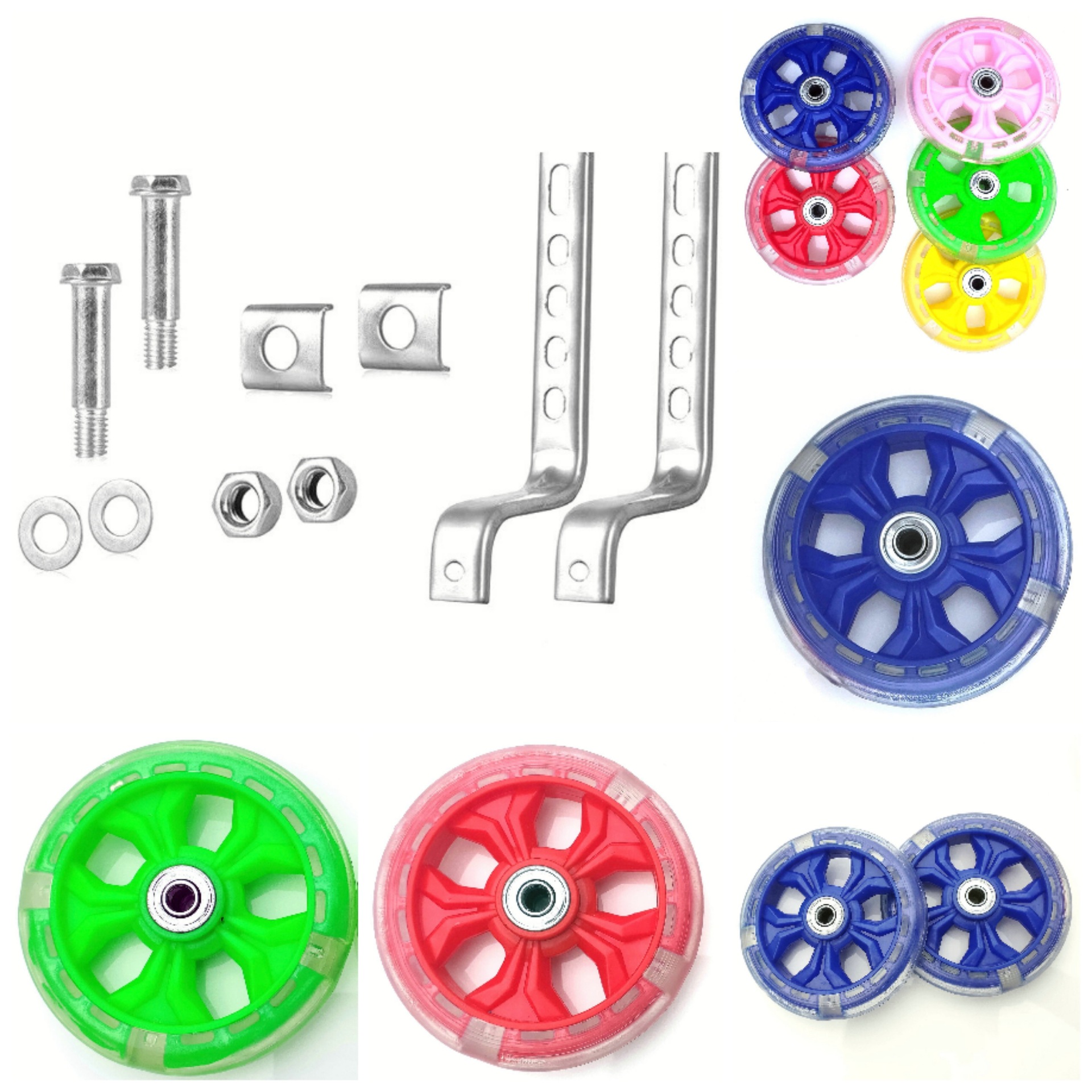 Ruedas auxiliares para bicicleta infantil – ajustables 12–20 pulgadas, silenciosas con luz