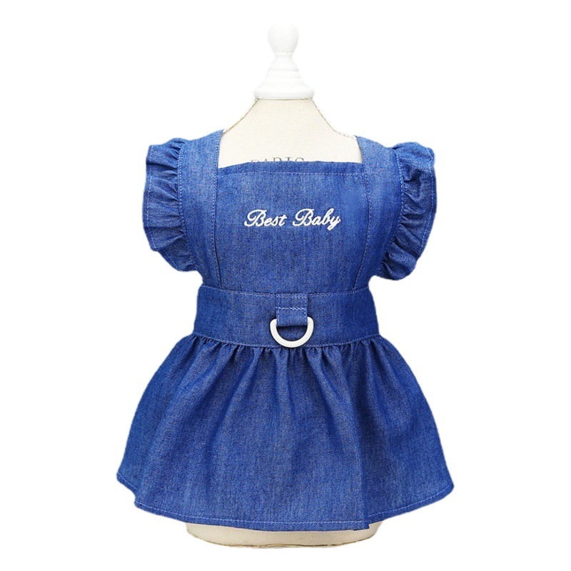 Ropa para mascotas ropa para perros gato cachorro ropa primavera y verano vestido fino 22 carta bordada falda de mezclilla