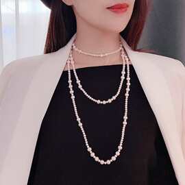 3-7mm淡水珍珠项链毛衣链120-160cm长款秋冬时尚轻奢百搭气质女